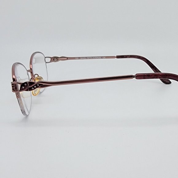 *SOLD* Saks Fifth Avenue Saks 284/T 68Q Pink Titanium Rimless Eyeglasses Frame - Picture 3 of 12